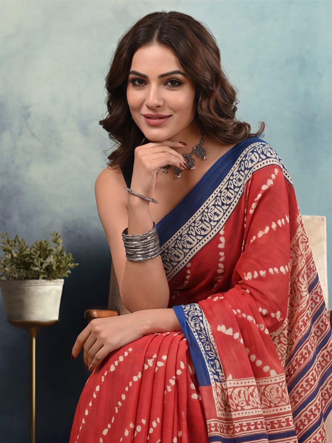 Floral Pure Cotton Saree with Unstiched Blouse