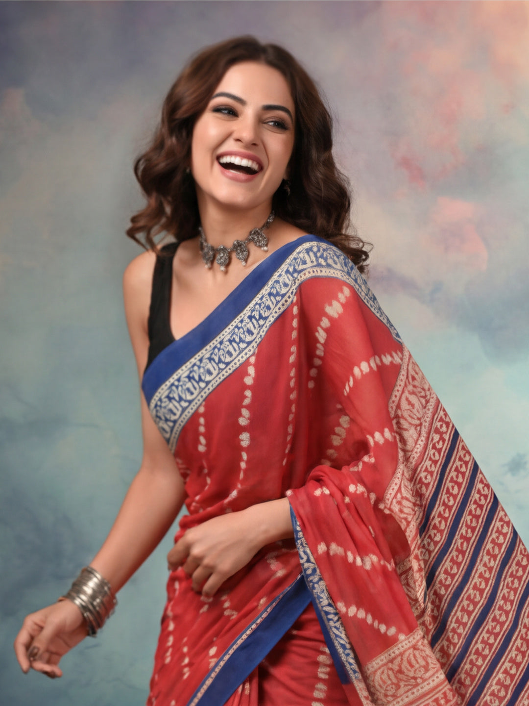 Floral Pure Cotton Saree with Unstiched Blouse
