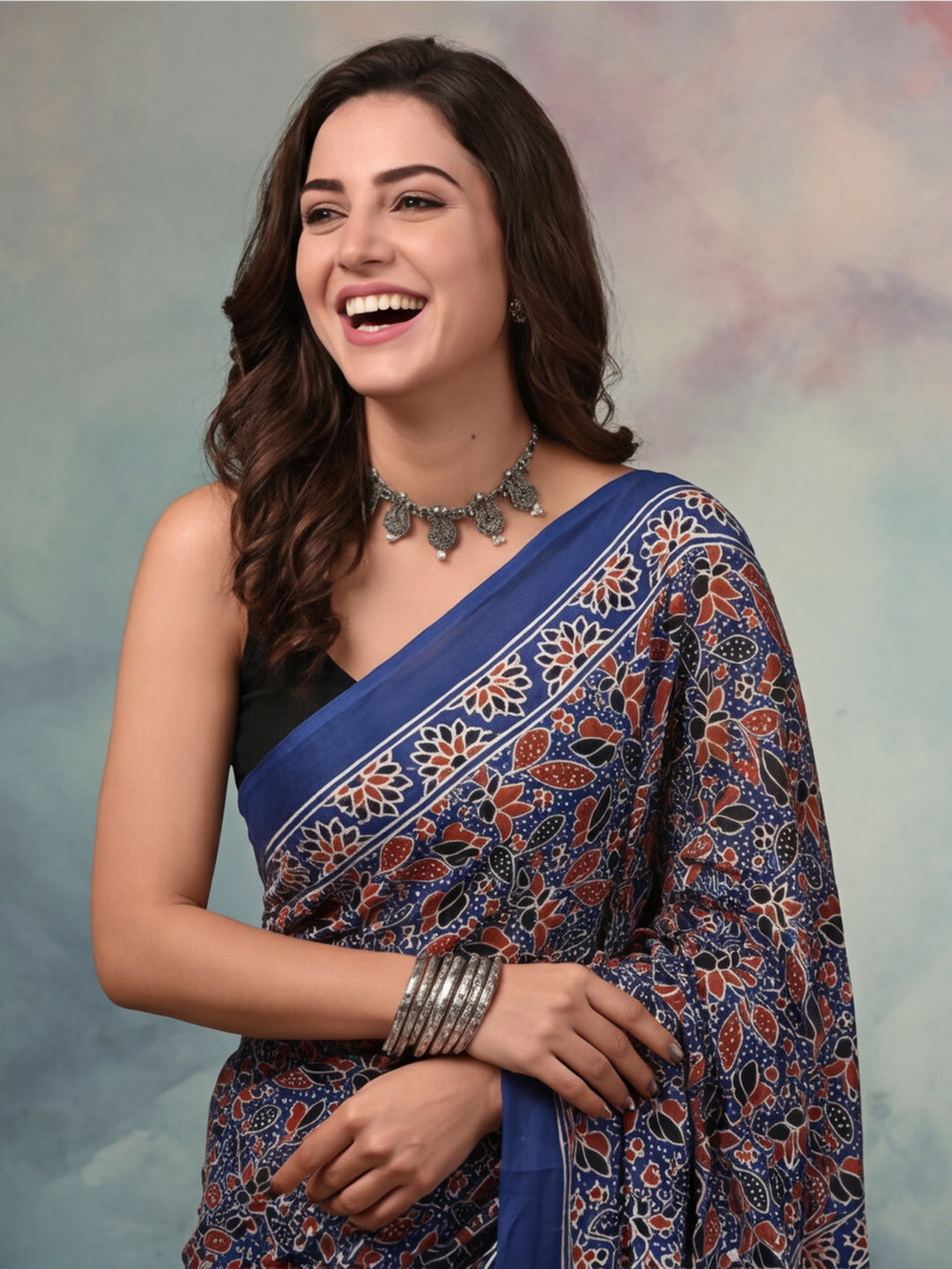 Floral Pure Cotton Saree with Unstiched Blouse