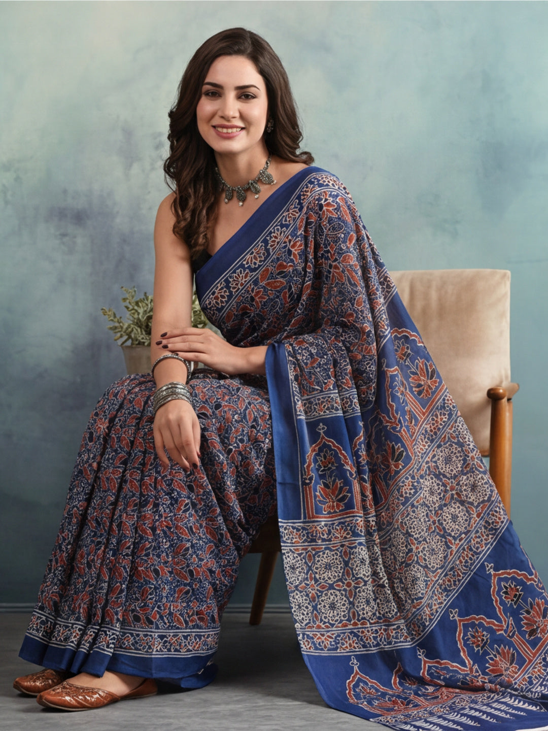 Floral Pure Cotton Saree with Unstiched Blouse
