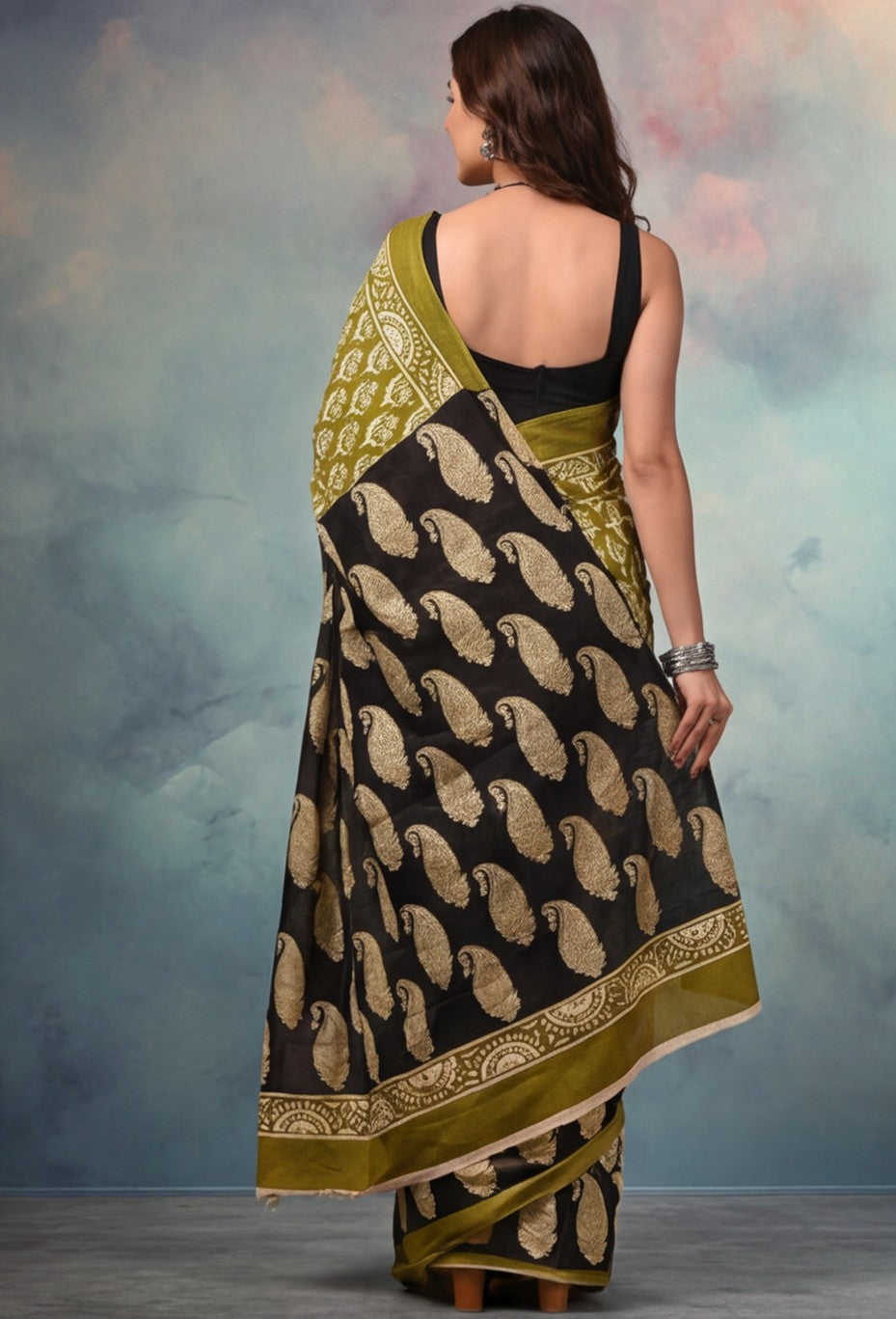 Floral Pure Cotton Saree with Unstiched Blouse