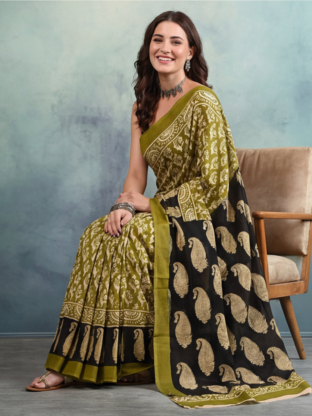 Floral Pure Cotton Saree with Unstiched Blouse