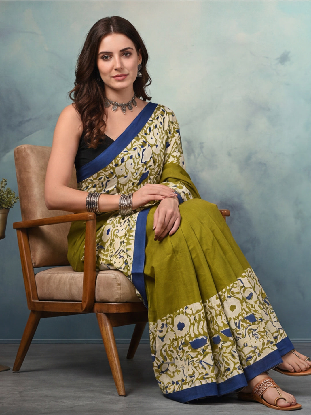 Floral Pure Cotton Saree with Unstiched Blouse