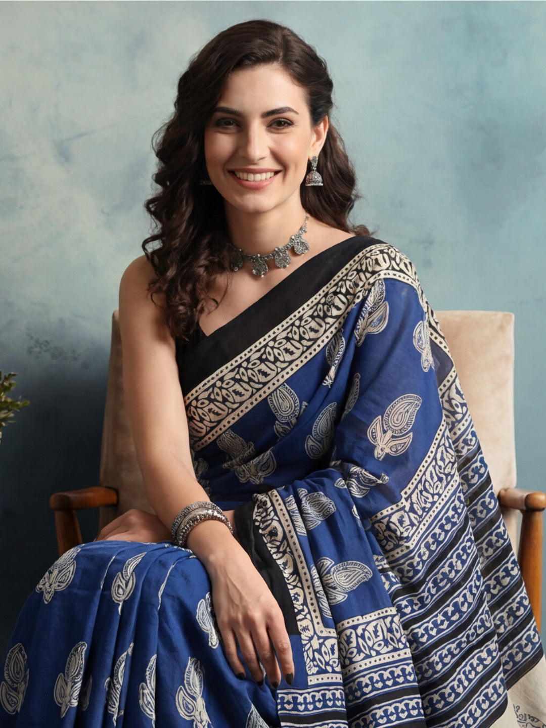 Floral Pure Cotton Saree with Unstiched Blouse