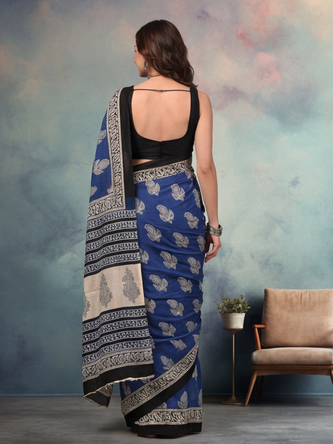 Floral Pure Cotton Saree with Unstiched Blouse