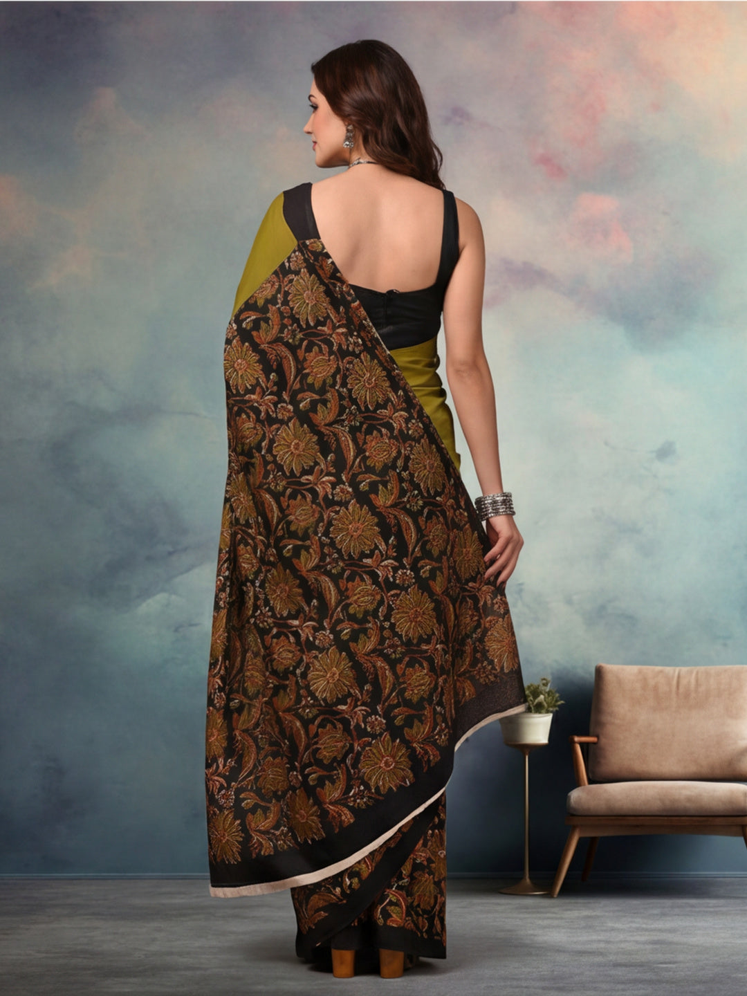 Floral Pure Cotton Saree with Unstiched Blouse