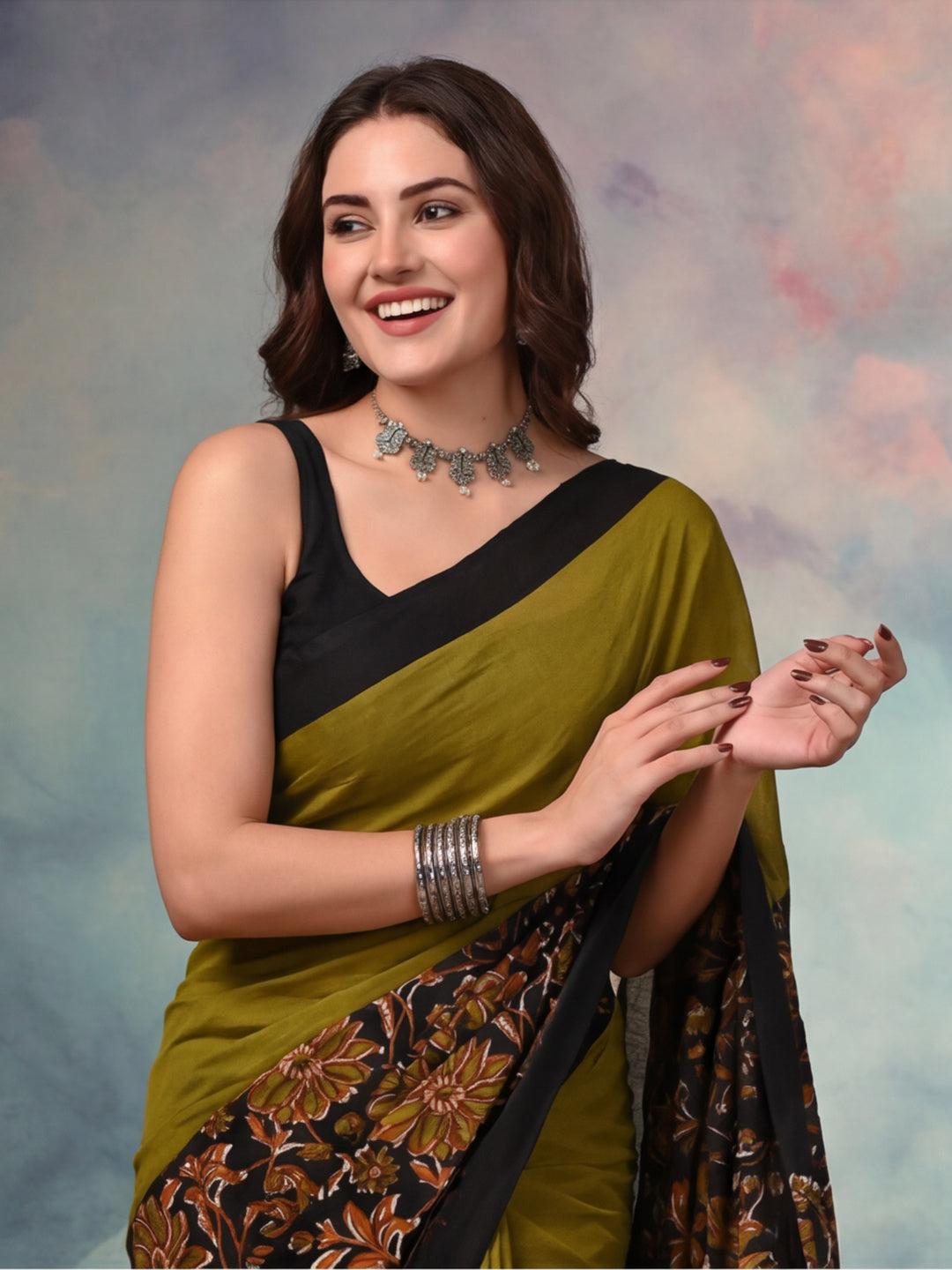 Floral Pure Cotton Saree with Unstiched Blouse