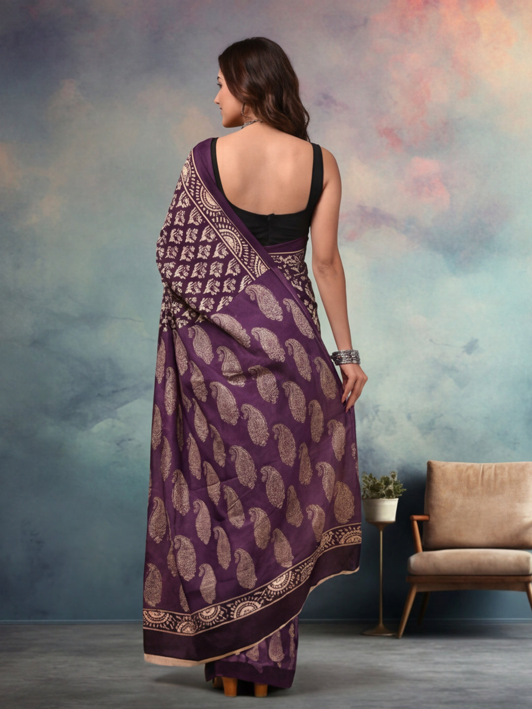 Floral Pure Cotton Saree with Unstiched Blouse