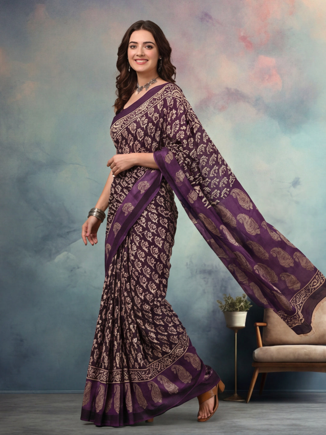 Floral Pure Cotton Saree with Unstiched Blouse