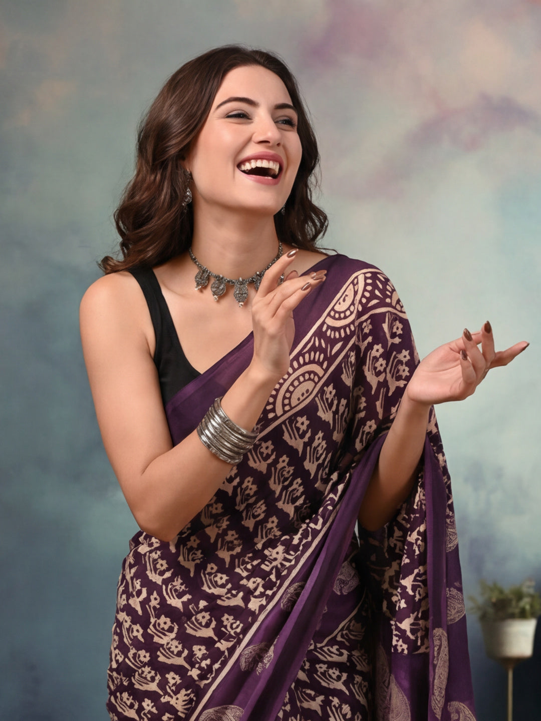 Floral Pure Cotton Saree with Unstiched Blouse