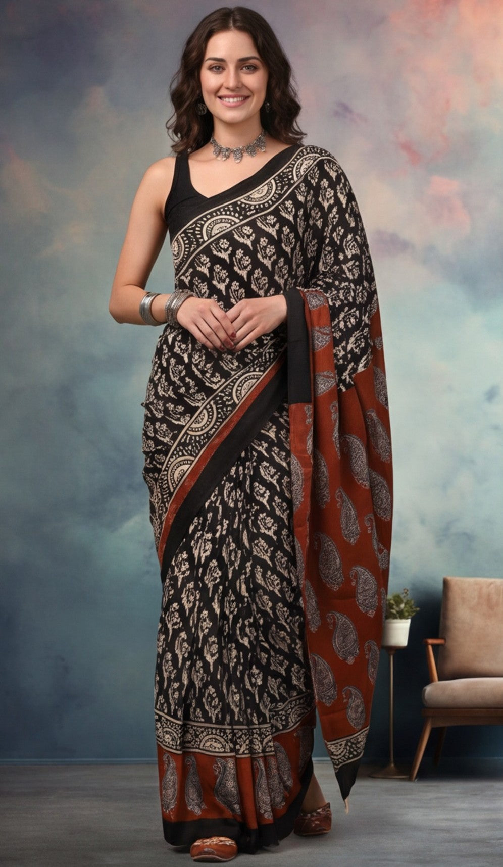 Floral Pure Cotton Saree with Unstiched Blouse