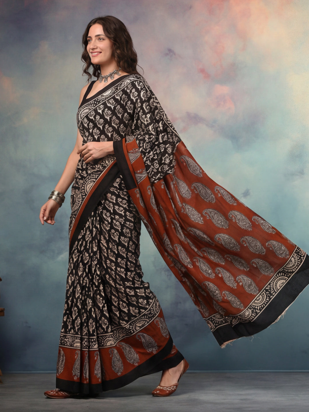 Floral Pure Cotton Saree with Unstiched Blouse