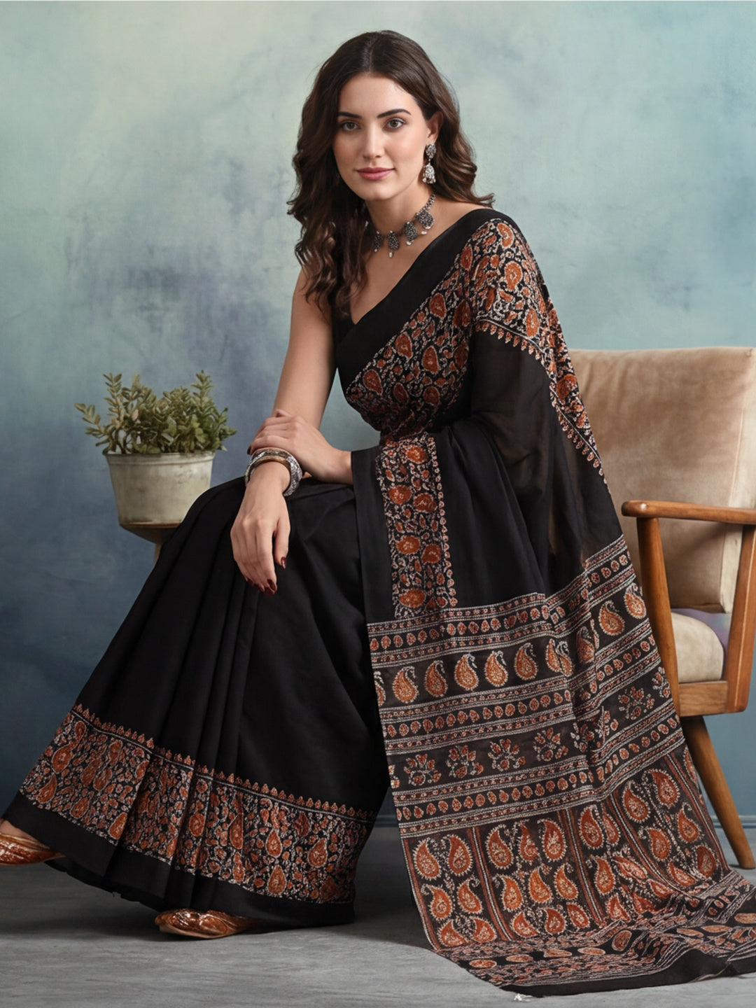 Floral Pure Cotton Saree with Unstiched Blouse