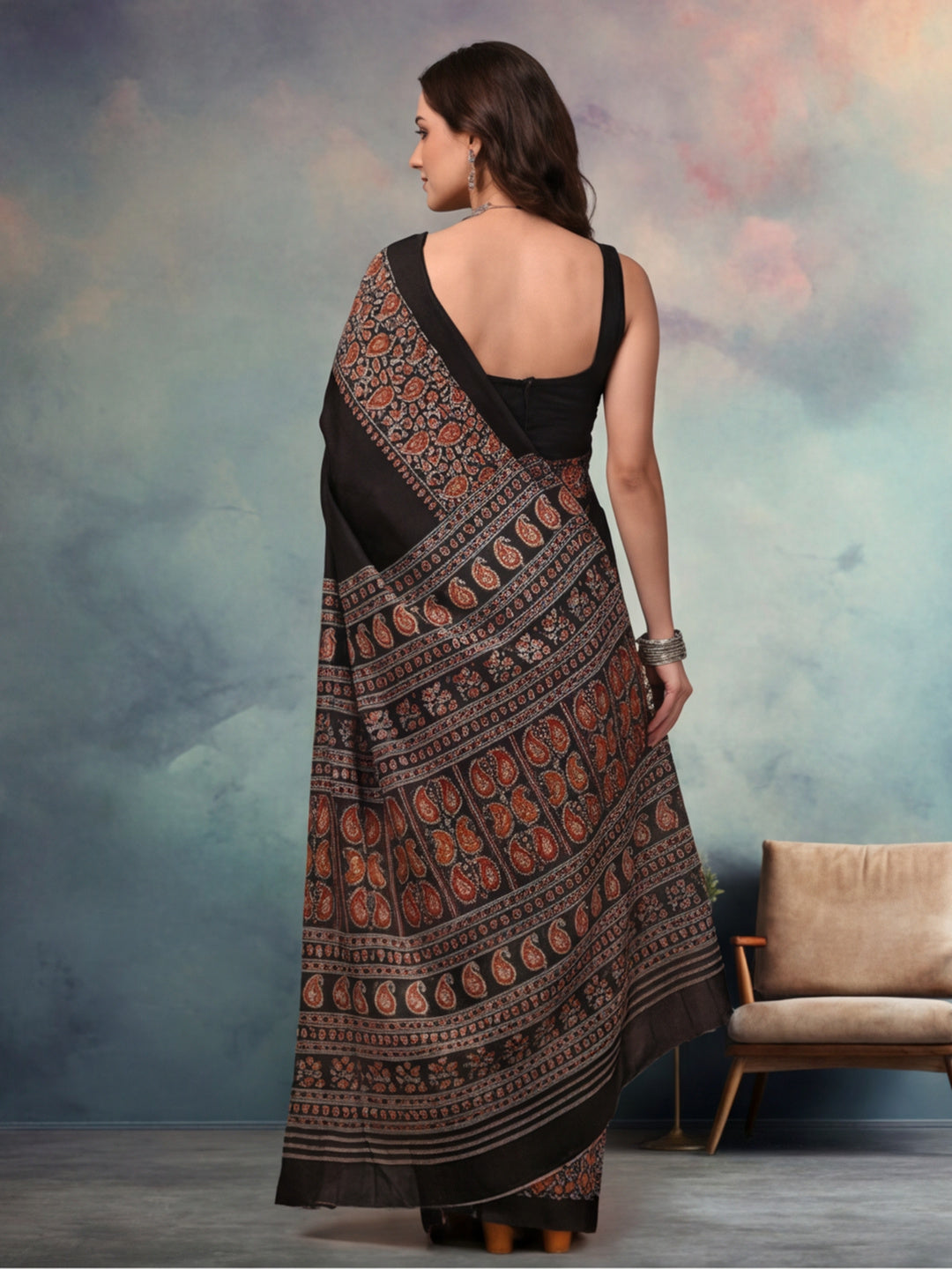 Floral Pure Cotton Saree with Unstiched Blouse