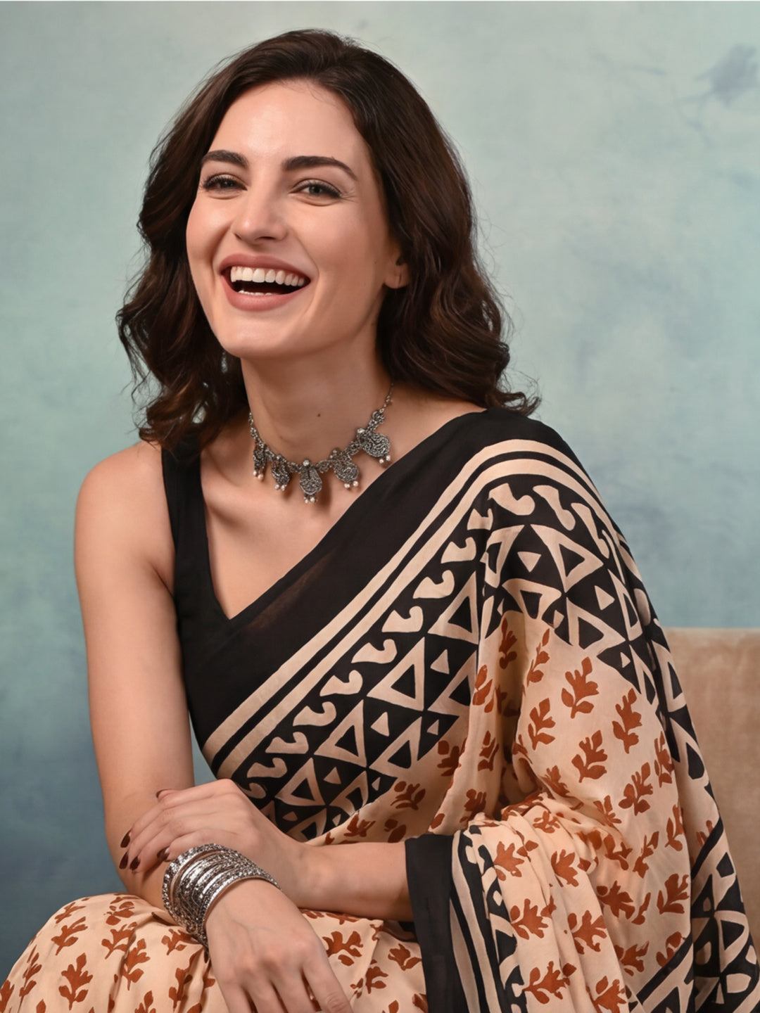 Floral Pure Cotton Saree with Unstiched Blouse