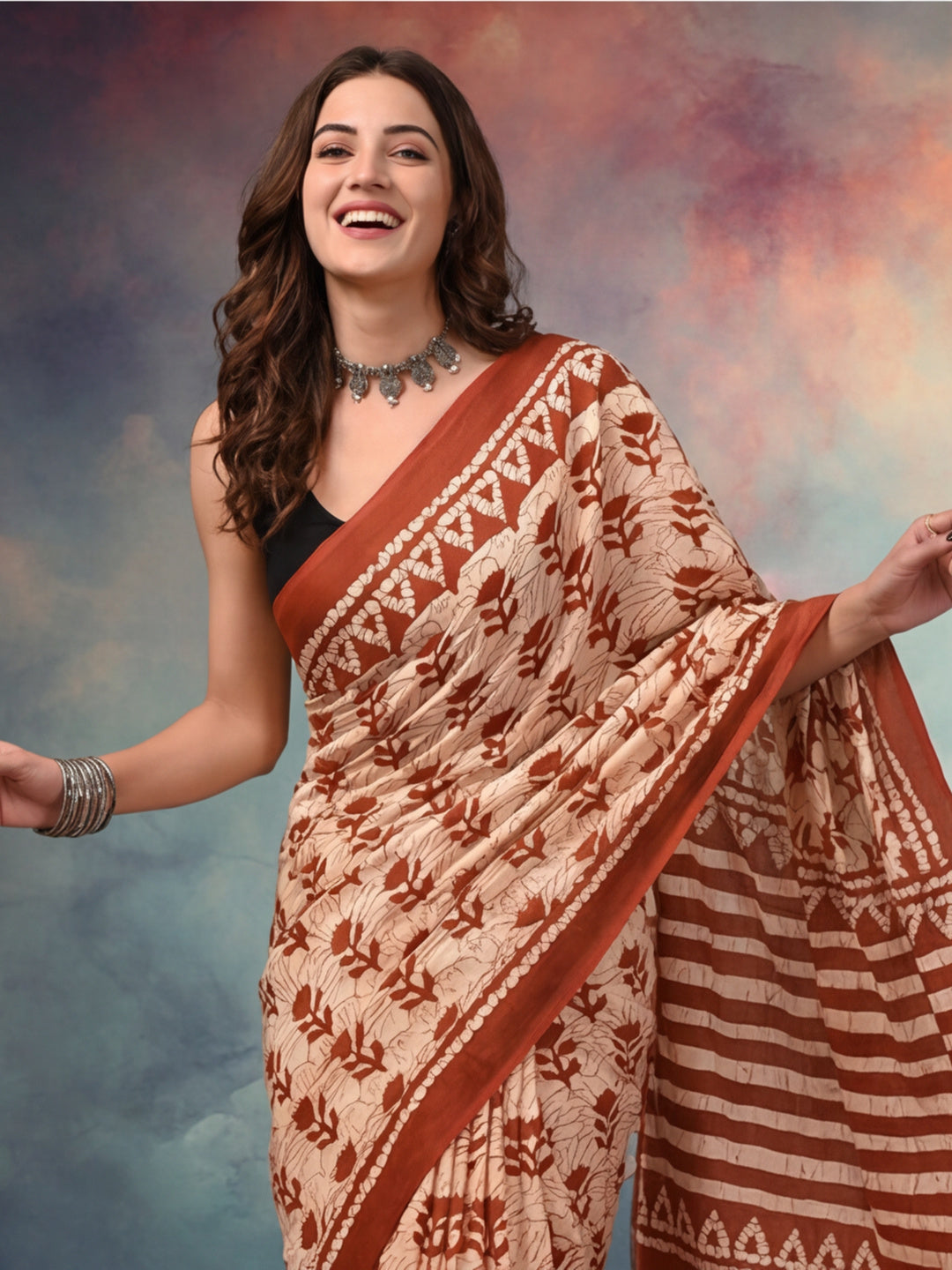 Floral Pure Cotton Saree with Unstiched Blouse