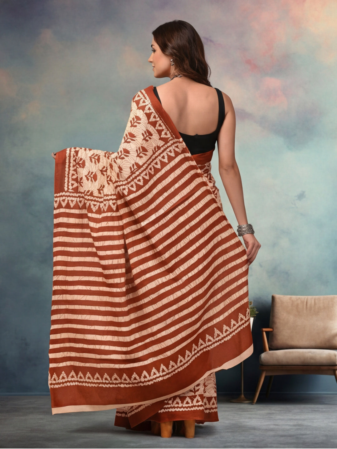 Floral Pure Cotton Saree with Unstiched Blouse