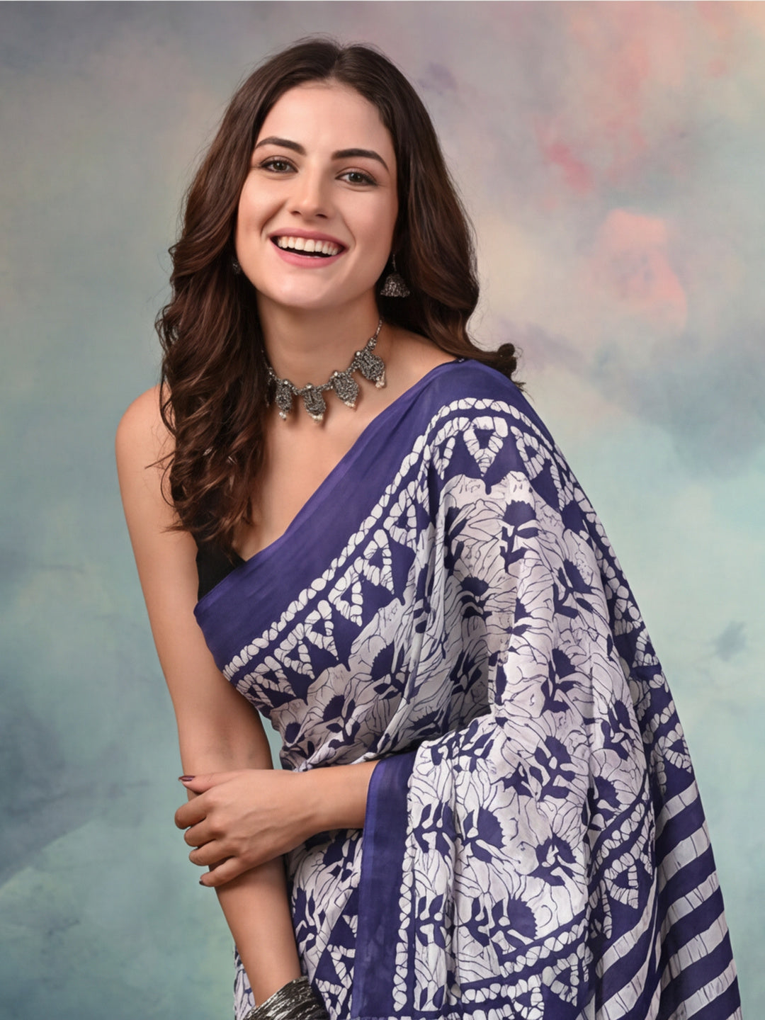 Floral Pure Cotton Saree with Unstiched Blouse