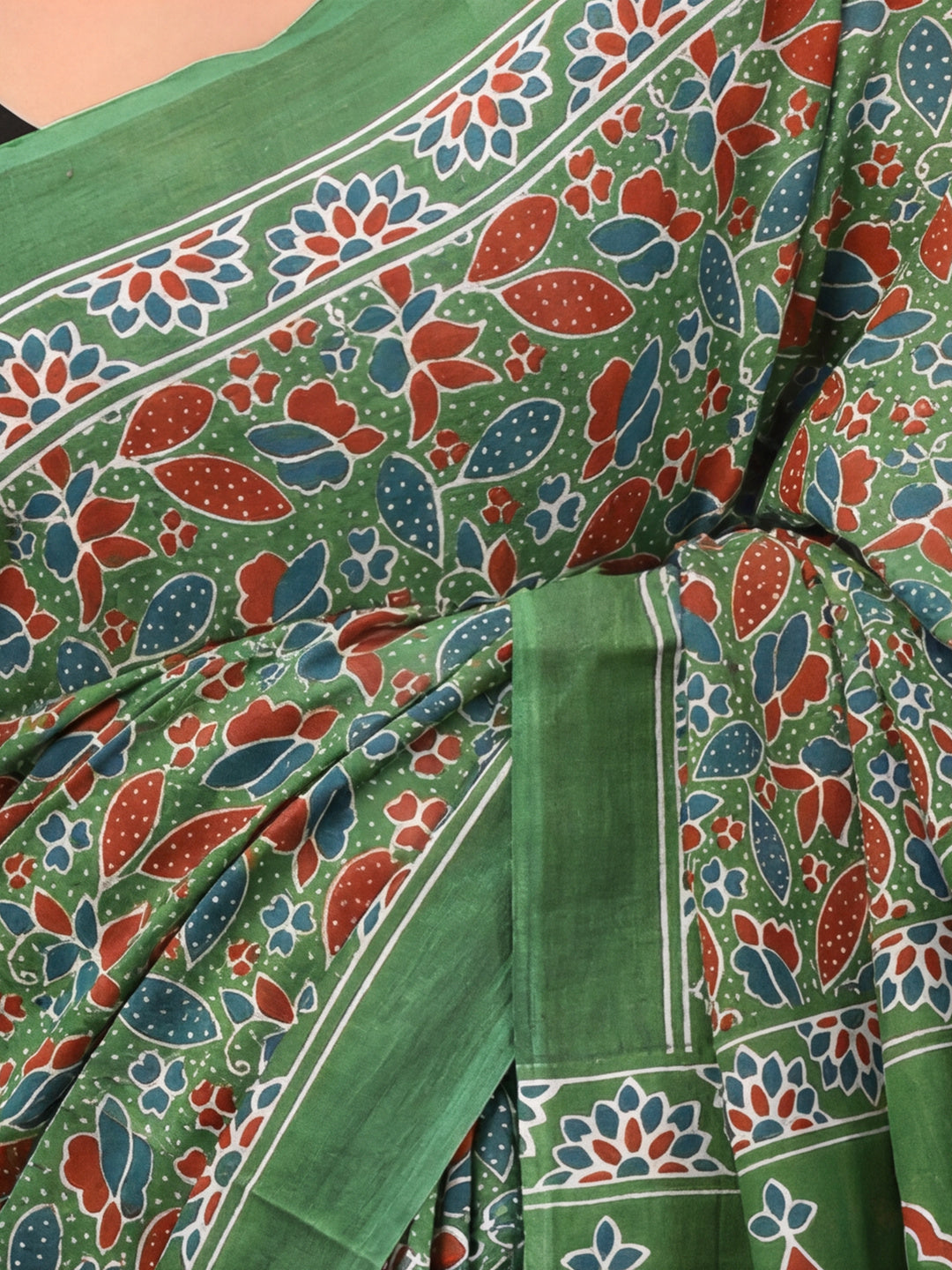 Floral Pure Cotton Saree with Unstiched Blouse