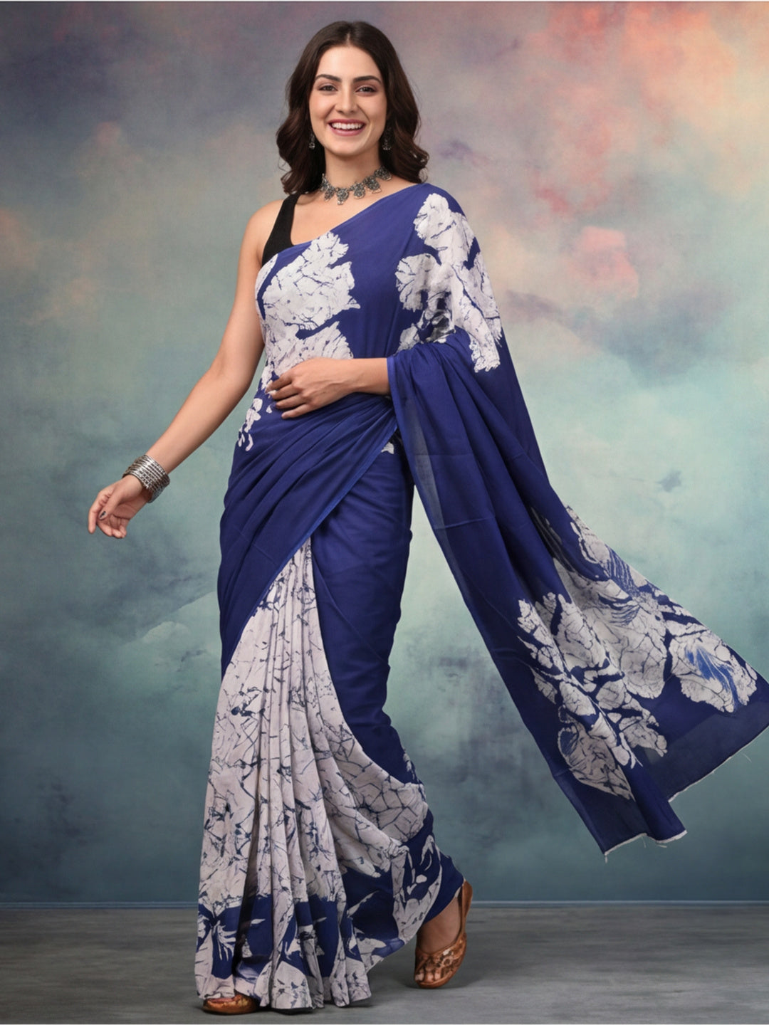 Tie and Dye Pure Cotton Saree with Unstiched Blouse