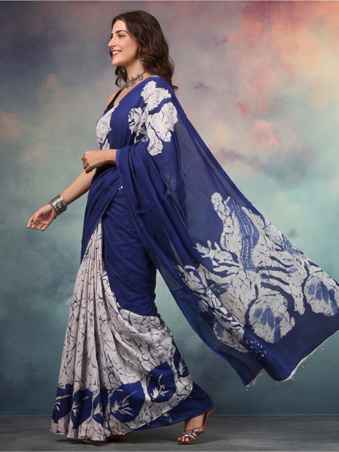 Tie and Dye Pure Cotton Saree with Unstiched Blouse