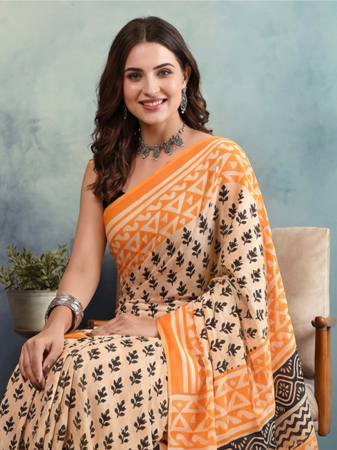 Tie and Dye Pure Cotton Saree with Unstiched Blouse