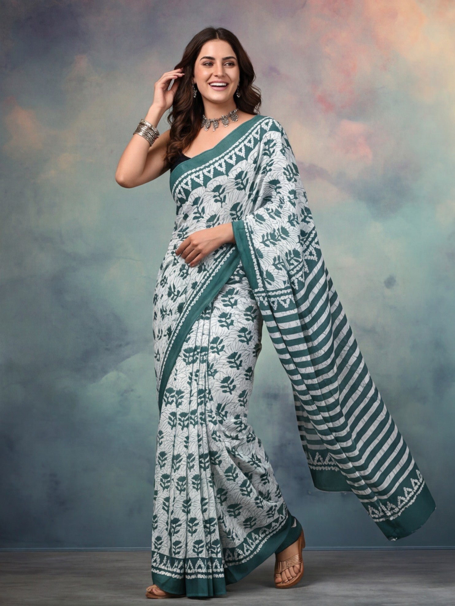 Tie and Dye Pure Cotton Saree with Unstiched Blouse
