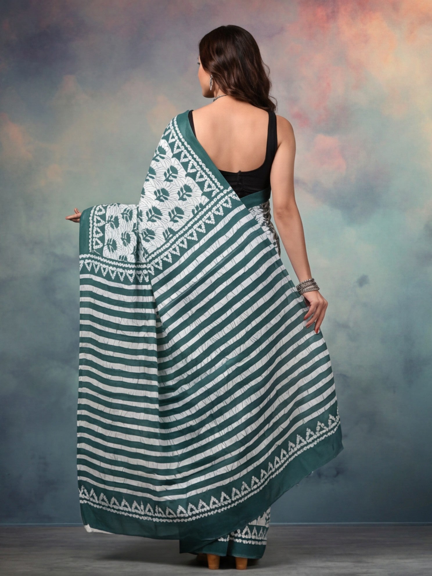 Tie and Dye Pure Cotton Saree with Unstiched Blouse