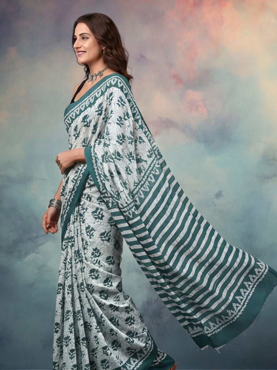 Tie and Dye Pure Cotton Saree with Unstiched Blouse