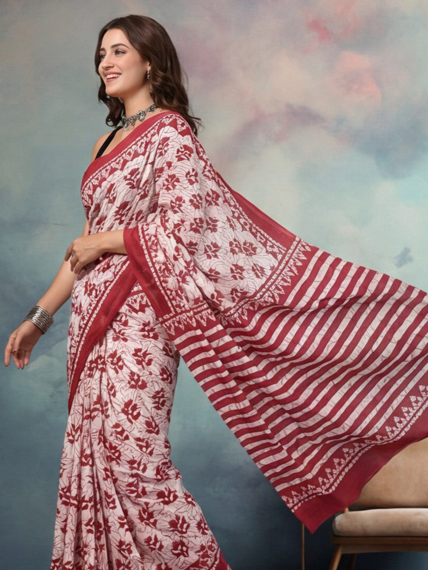 Tie and Dye Pure Cotton Saree with Unstiched Blouse