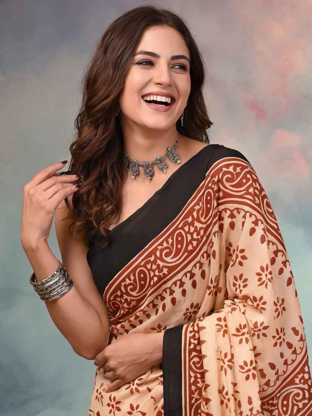 Tie and Dye Pure Cotton Saree with Unstiched Blouse