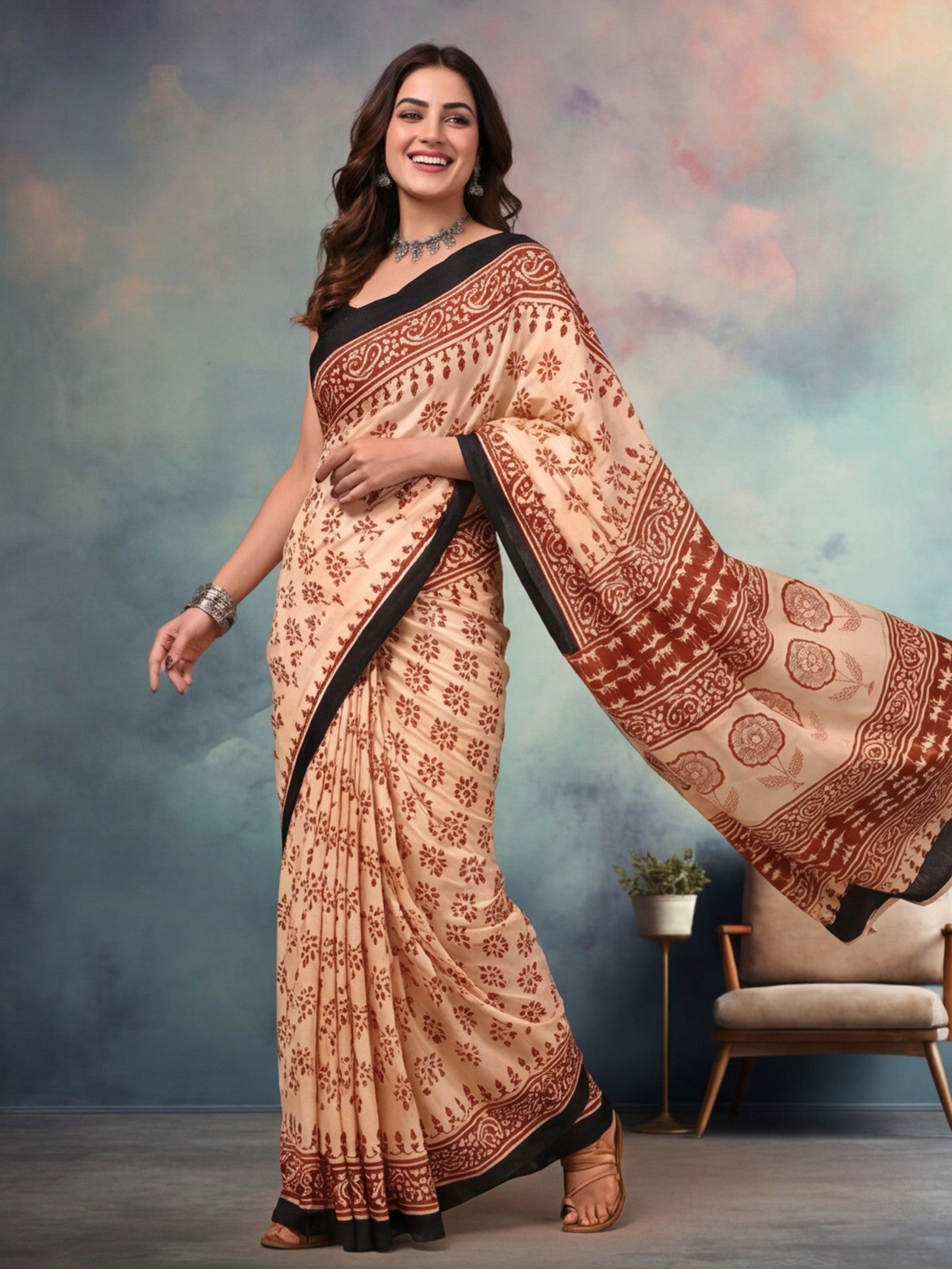 Tie and Dye Pure Cotton Saree with Unstiched Blouse