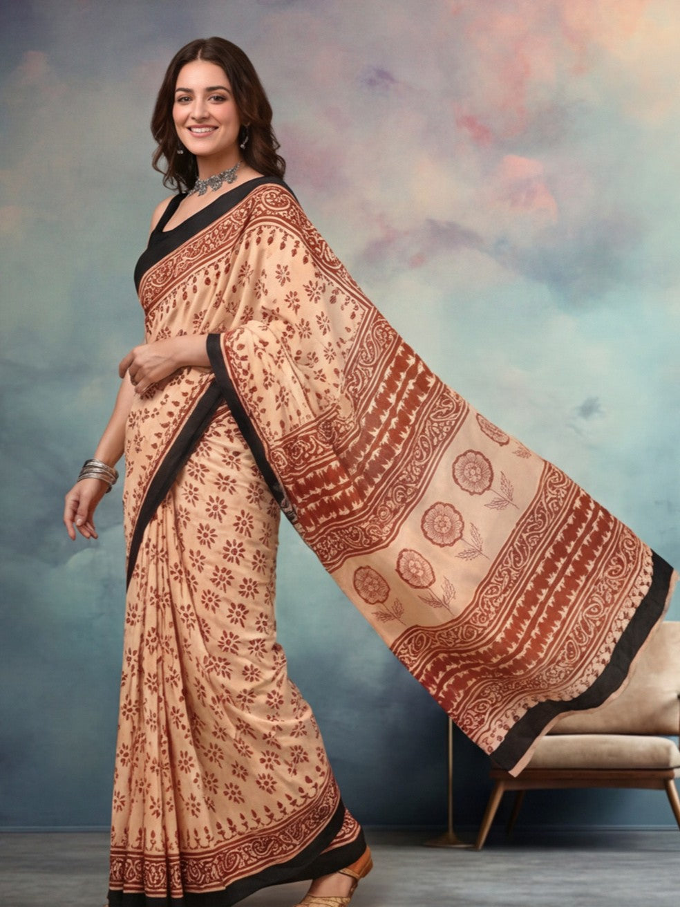 Tie and Dye Pure Cotton Saree with Unstiched Blouse
