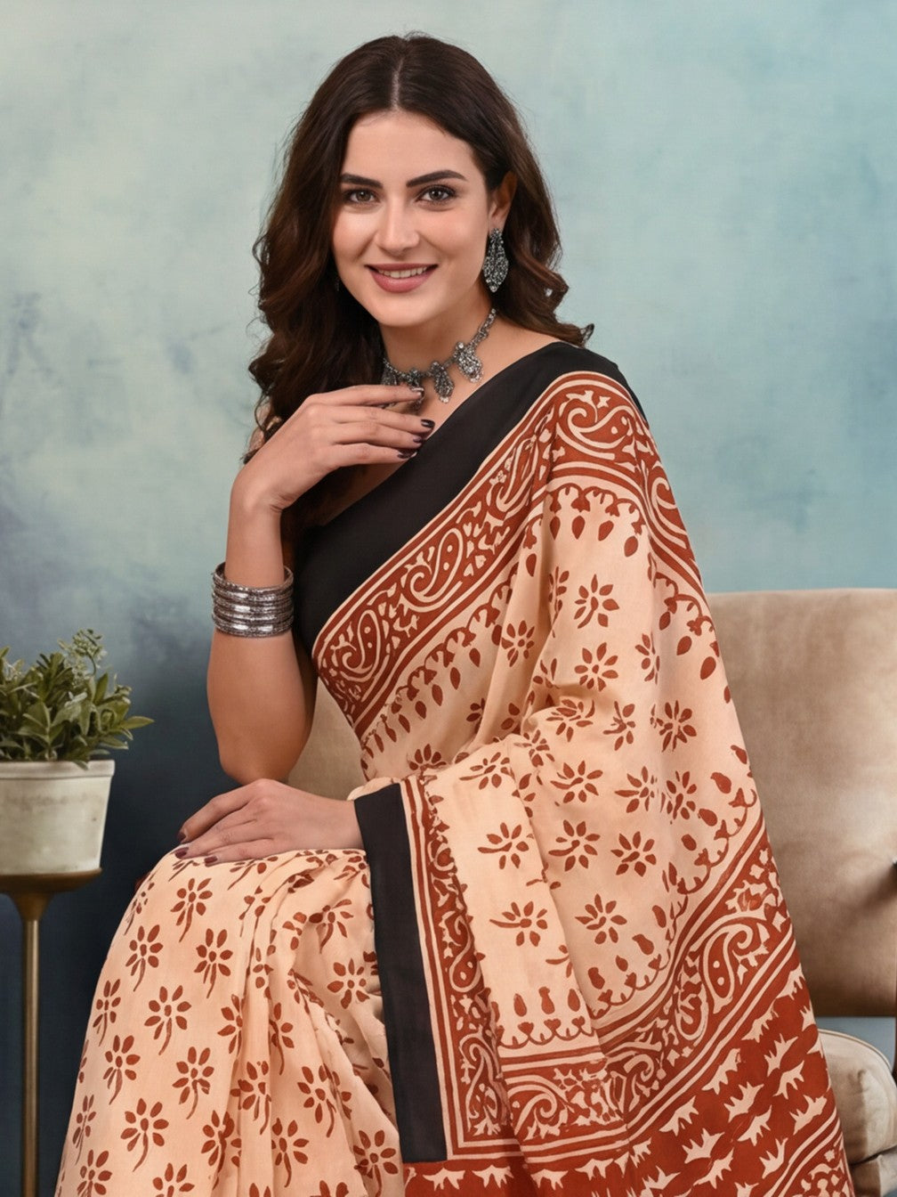 Tie and Dye Pure Cotton Saree with Unstiched Blouse