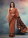 Geometric Pure Cotton Saree with Unstiched Blouse