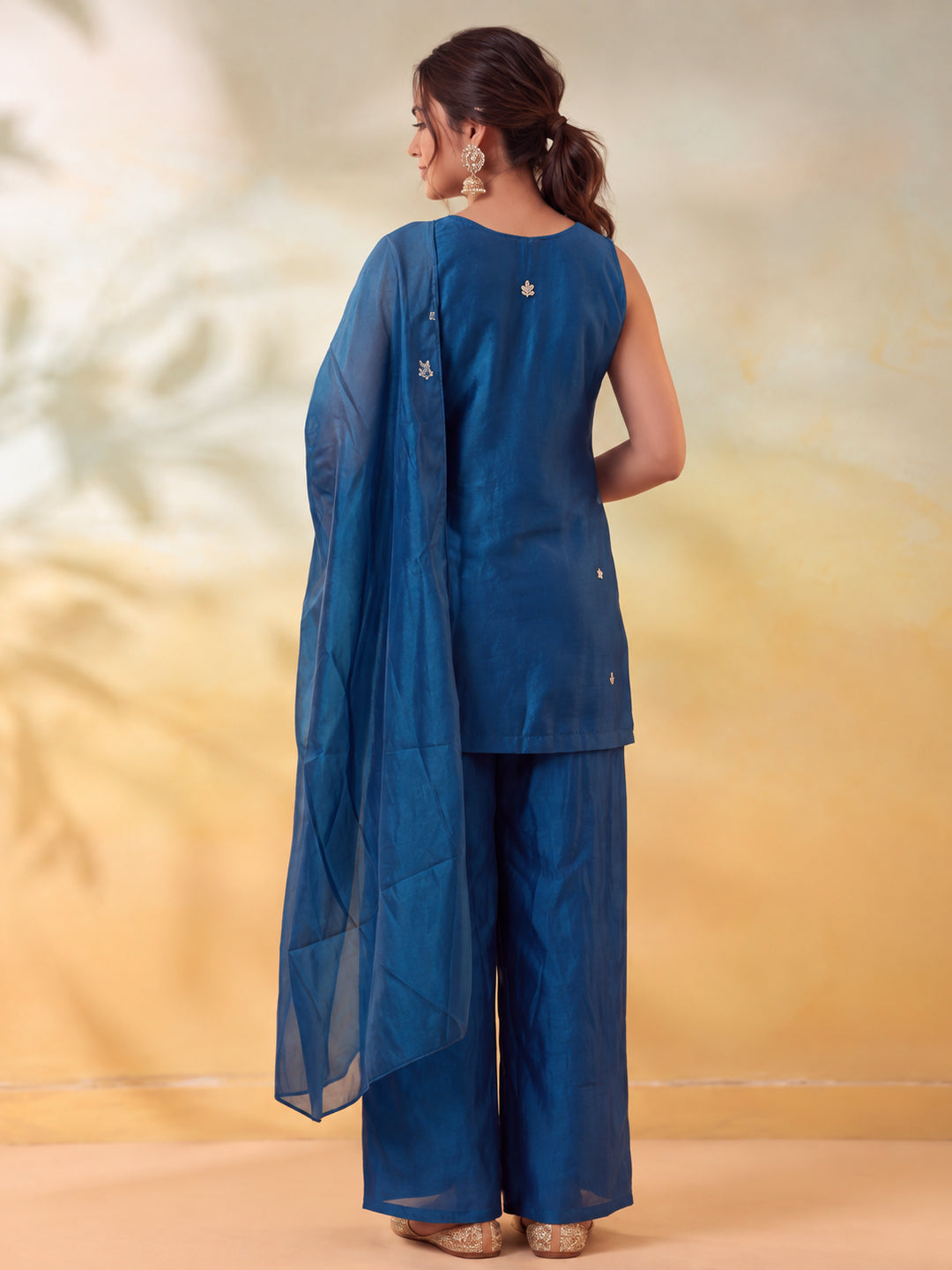 Women Embroidery Blue Kurta Set with Dupatta