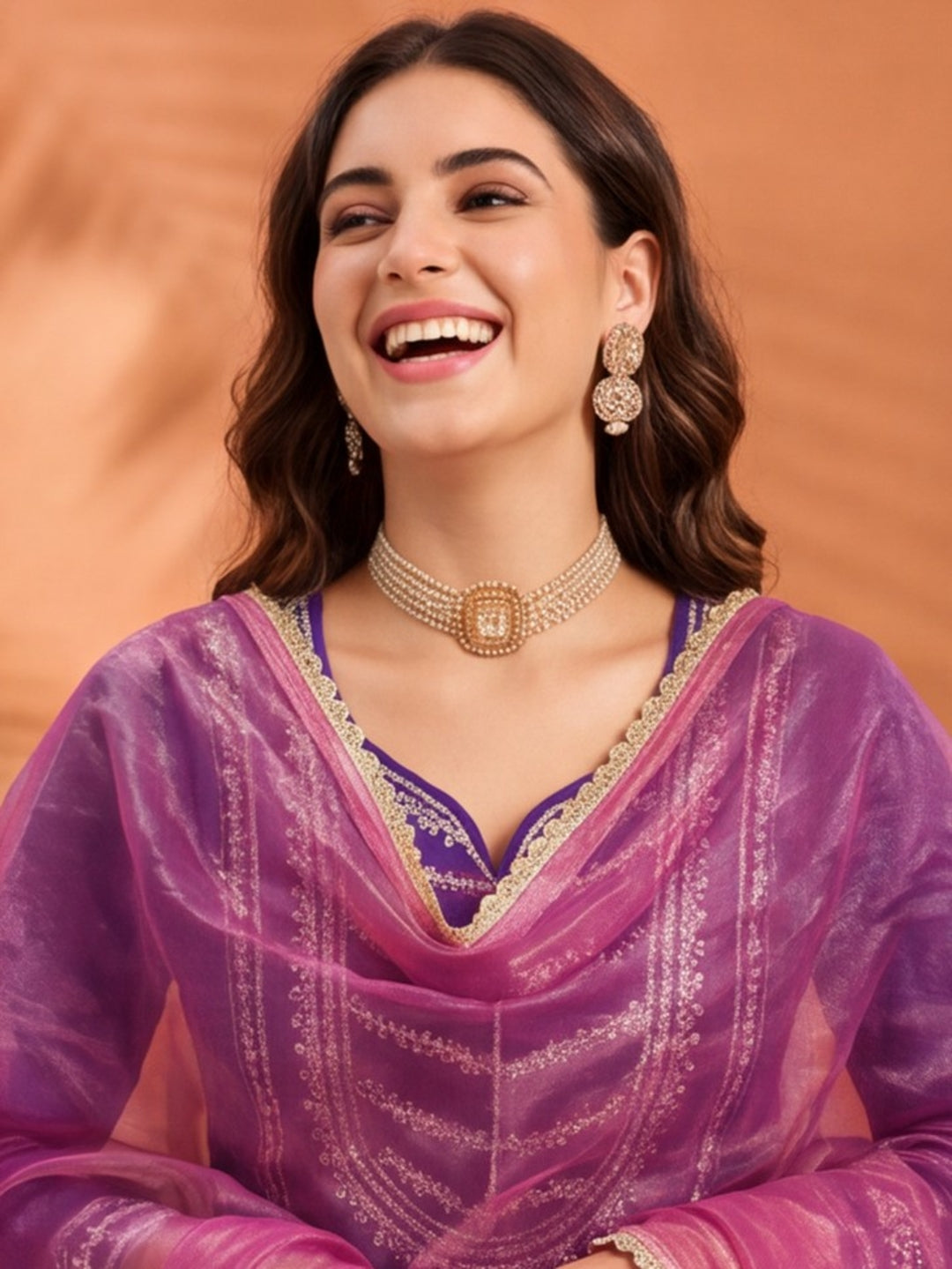 Women's Purple Embroidered Kurta Palazzo Set with Dupatta | Festive Ethnic Party Wear Suit