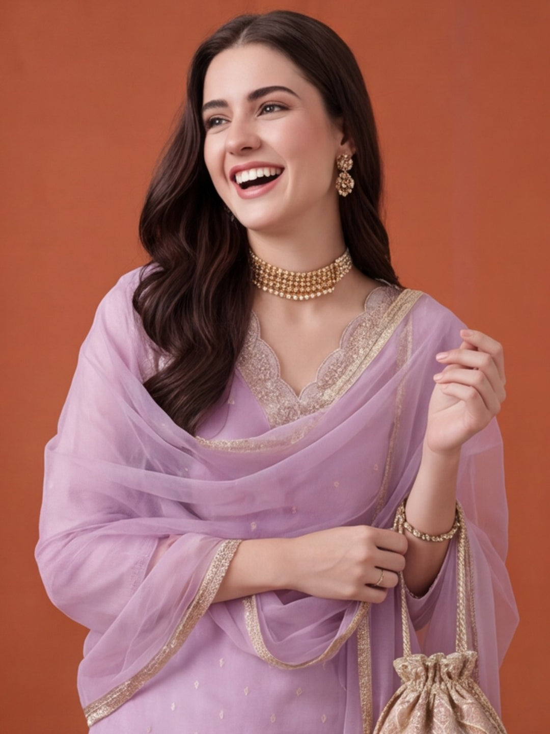 Women's Dark Baby Pink Embroidered Kurta Set with Yellow Dupatta | Festive Straight Ethnic Suit