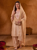 Women Embroidery Cream Kurta Set with Dupatta
