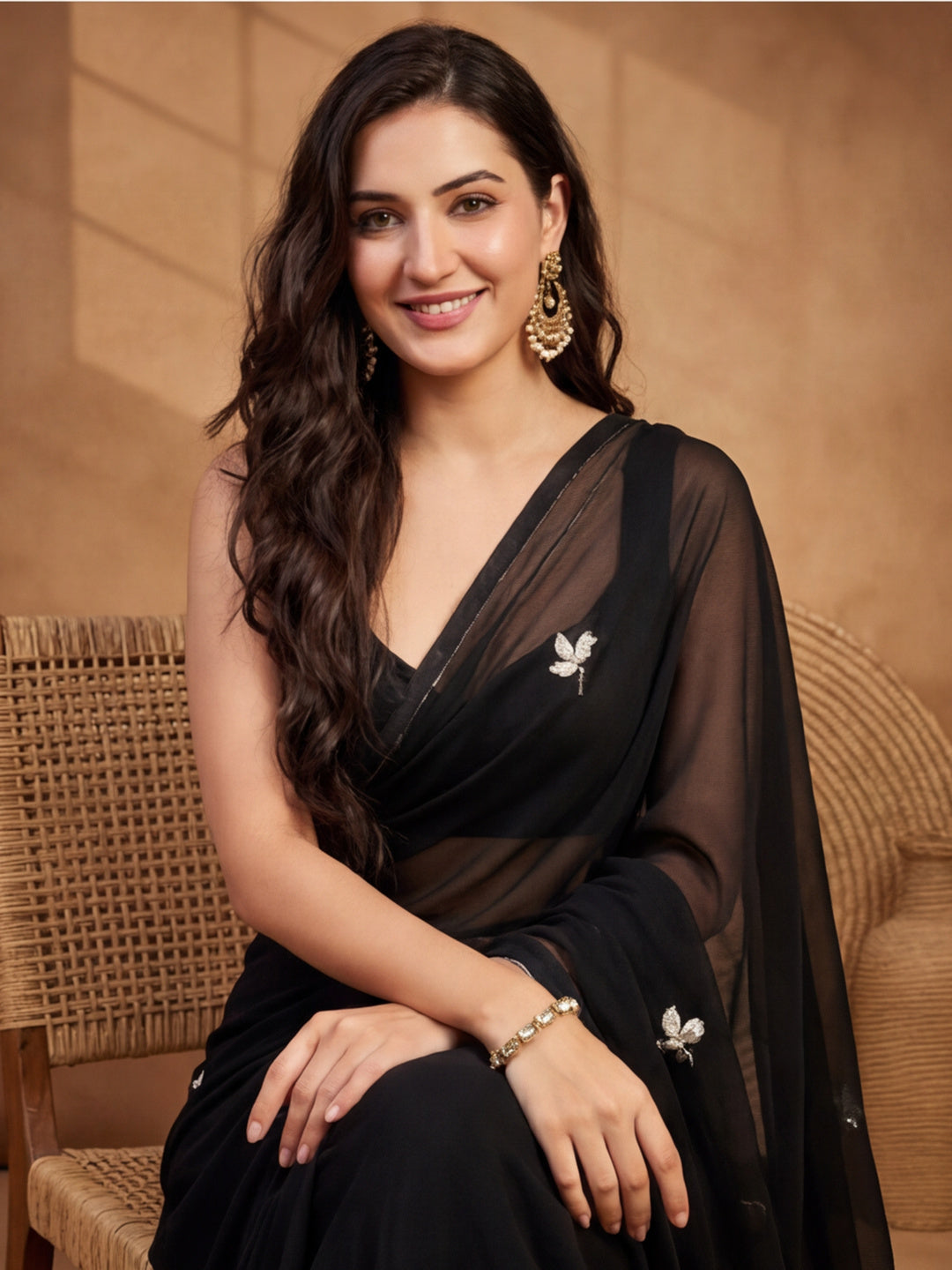 Floral Pure Georgette Saree with Unstiched Blouse