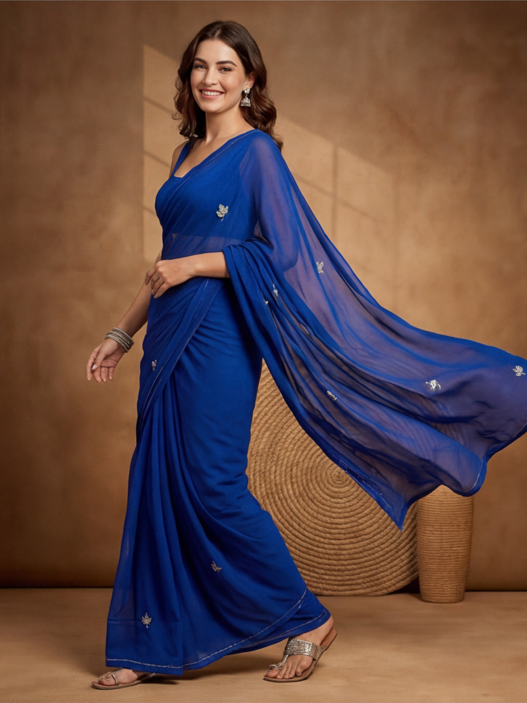 Floral Pure Georgette Saree with Unstiched Blouse