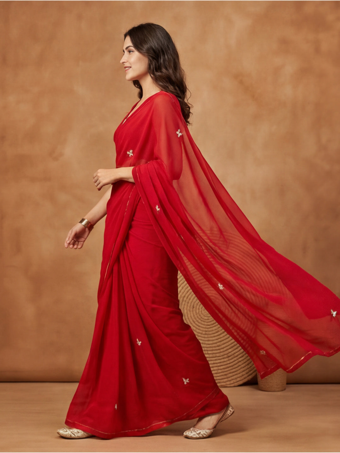Floral Pure Georgette Saree with Unstiched Blouse