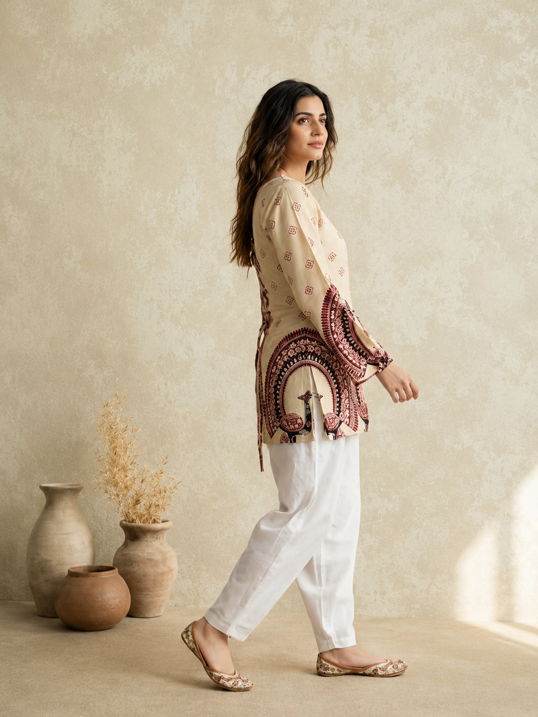 Women's Cotton Kalamkari Printed Full-Sleeve Tunic