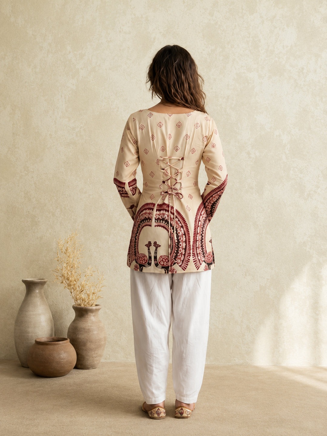 Women's Cotton Kalamkari Printed Full-Sleeve Tunic