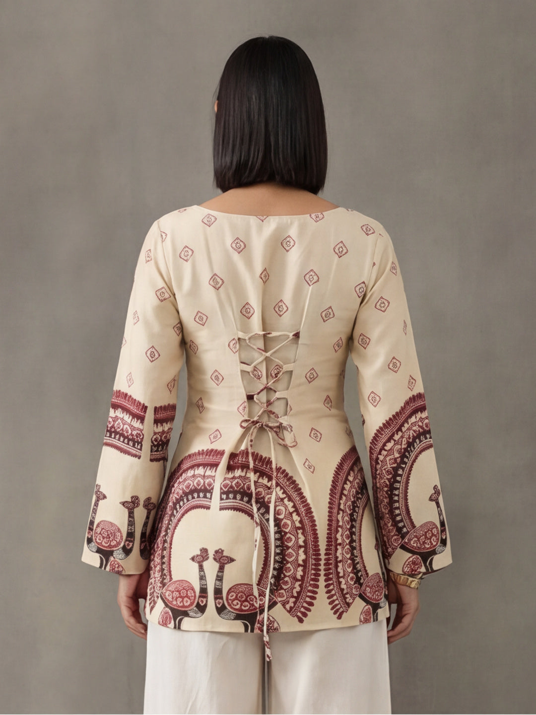 Women's Cotton Kalamkari Printed Full-Sleeve Tunic