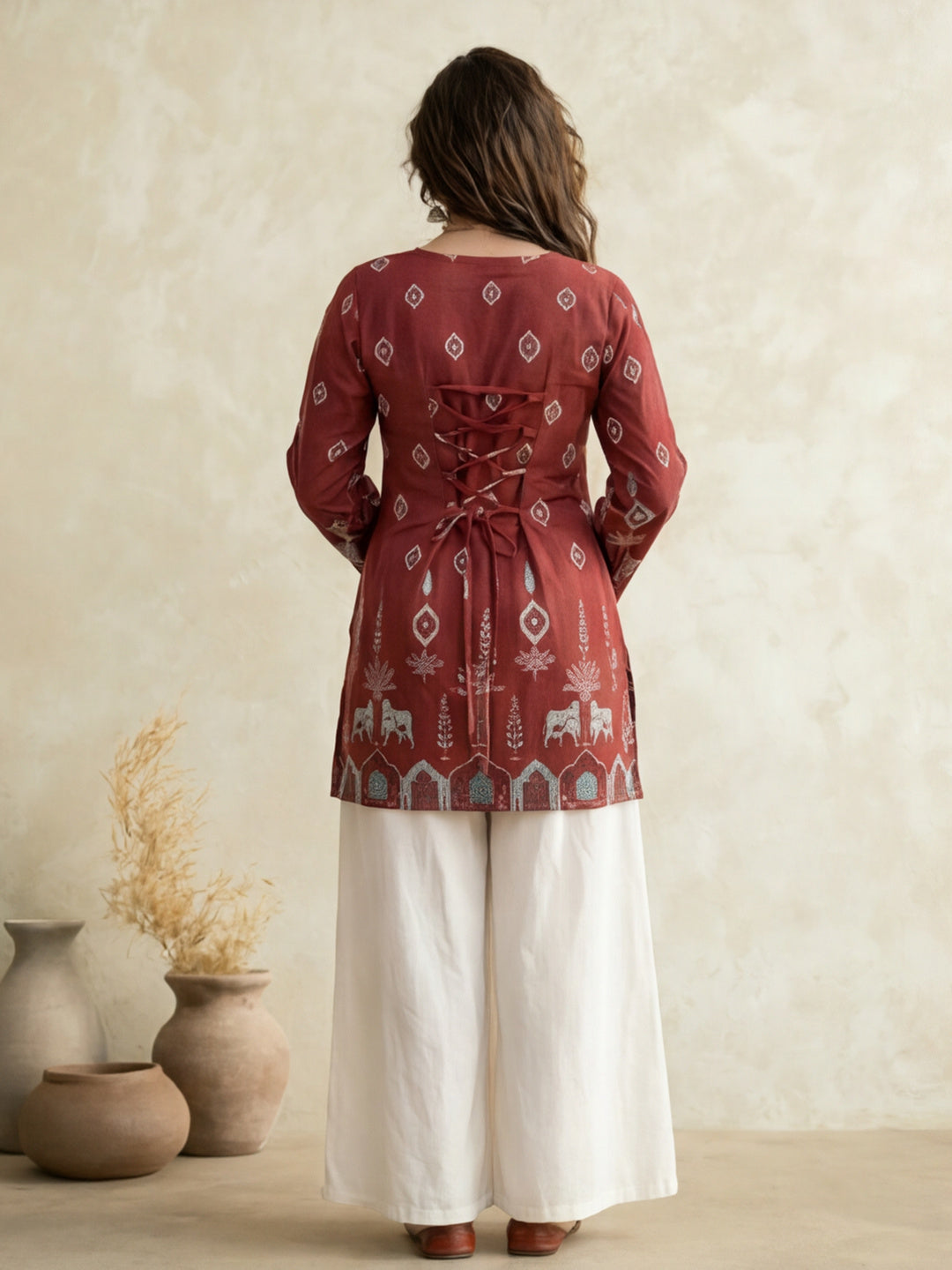 Women's Cotton Kalamkari Printed Full-Sleeve Tunic