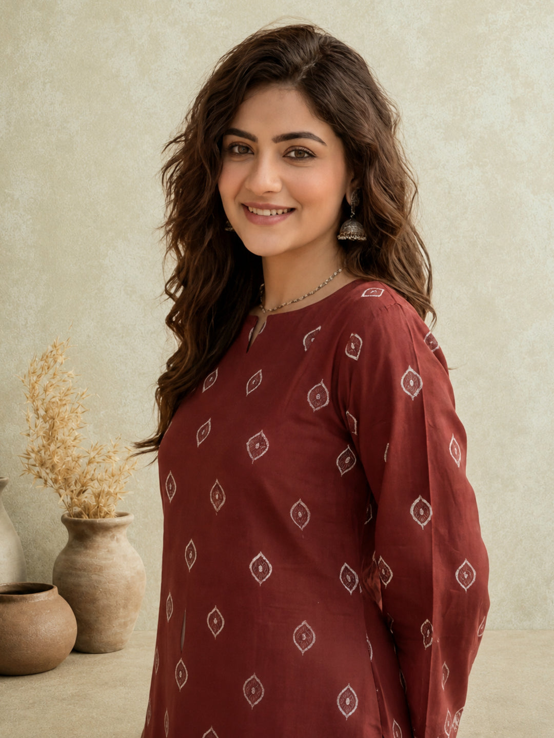 Women's Cotton Kalamkari Printed Full-Sleeve Tunic