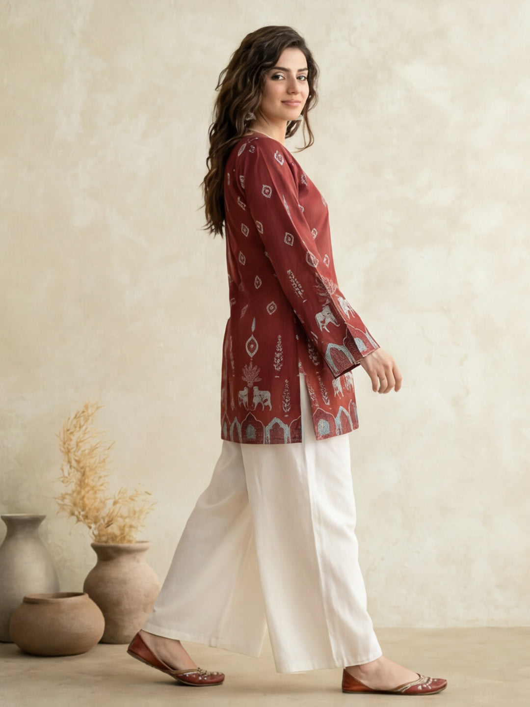 Women's Cotton Kalamkari Printed Full-Sleeve Tunic