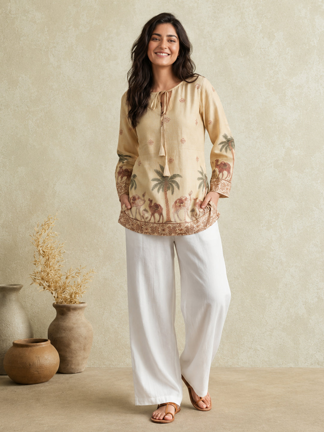 Women's Cotton Kalamkari Printed Full-Sleeve Tunic