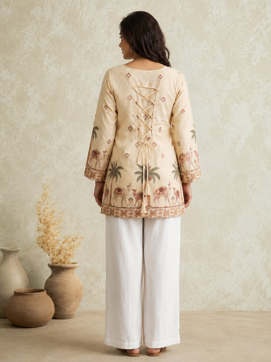 Women's Cotton Kalamkari Printed Full-Sleeve Tunic